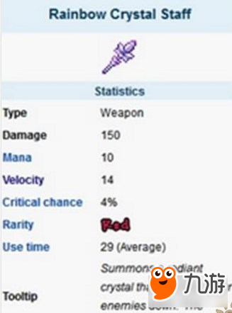 泰拉瑞亚彩虹水晶杖属性图鉴解读