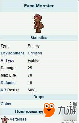 泰拉瑞亚巨脸怪属性解析 巨脸怪掉落什么