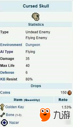 泰拉瑞亚诅咒头颅属性 诅咒头颅掉落什么