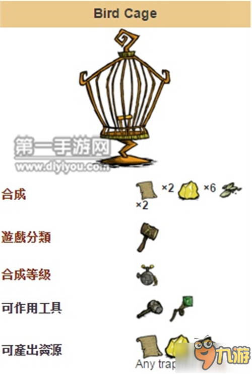 饑荒手機(jī)版鳥籠圖鑒建造攻略 鳥籠