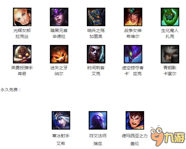 LOL12月30日周免英雄更新一覽 本周LOL周免英雄一覽