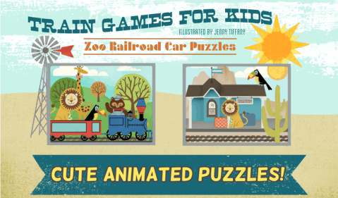 儿童火车游戏：动物园铁路汽车拼图截图2