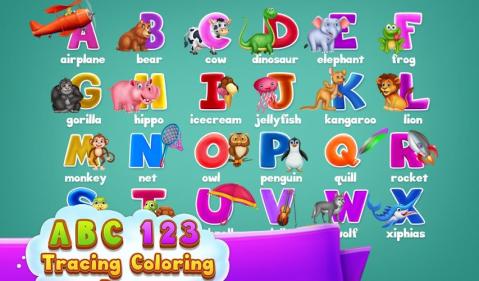 Abc 123 Tracing Coloring Pages截图5