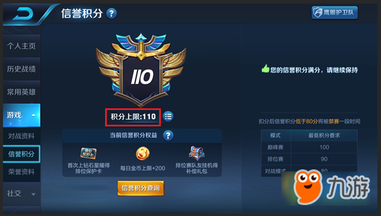 王者榮耀信譽(yù)積分介紹 多少信譽(yù)積分是上限