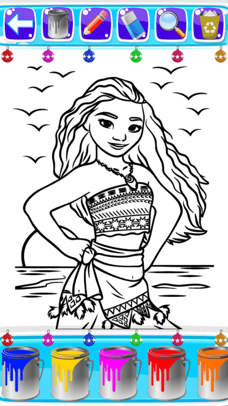 coloring moana of vaiana princess截图2