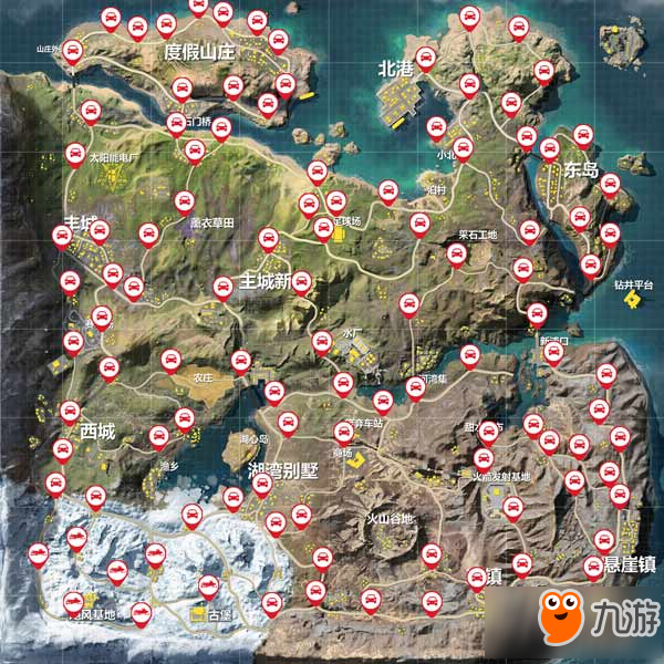 荒野行动飓风半岛载具分布点查询 车辆刷新点查看