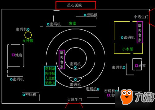 《第五人格》圣心医院逃生门位置 圣心医院平面图一览