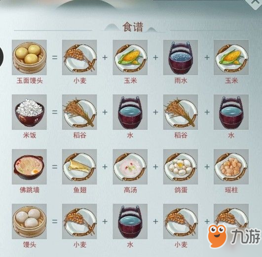 《江湖悠悠》食谱是什么 食谱大全一览