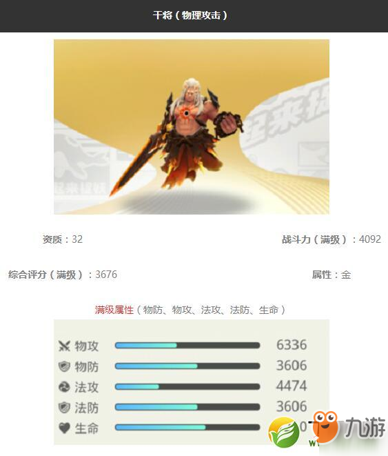 《一起來(lái)捉妖》干將妖靈屬性怎么樣 干將妖靈屬性介紹