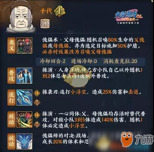 《火影忍者OL》新忍者千代厉害吗 人物属性介绍