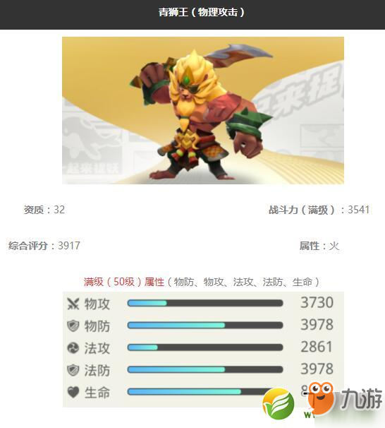 《一起来捉妖》青狮王怎么样 青狮王妖灵图鉴