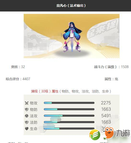 《一起來捉妖》息凡心怎么樣 妖靈圖鑒分享