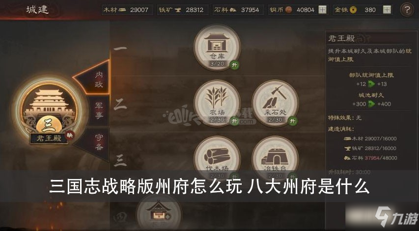 《三国志战略版》州府攻略 八大州府是什么