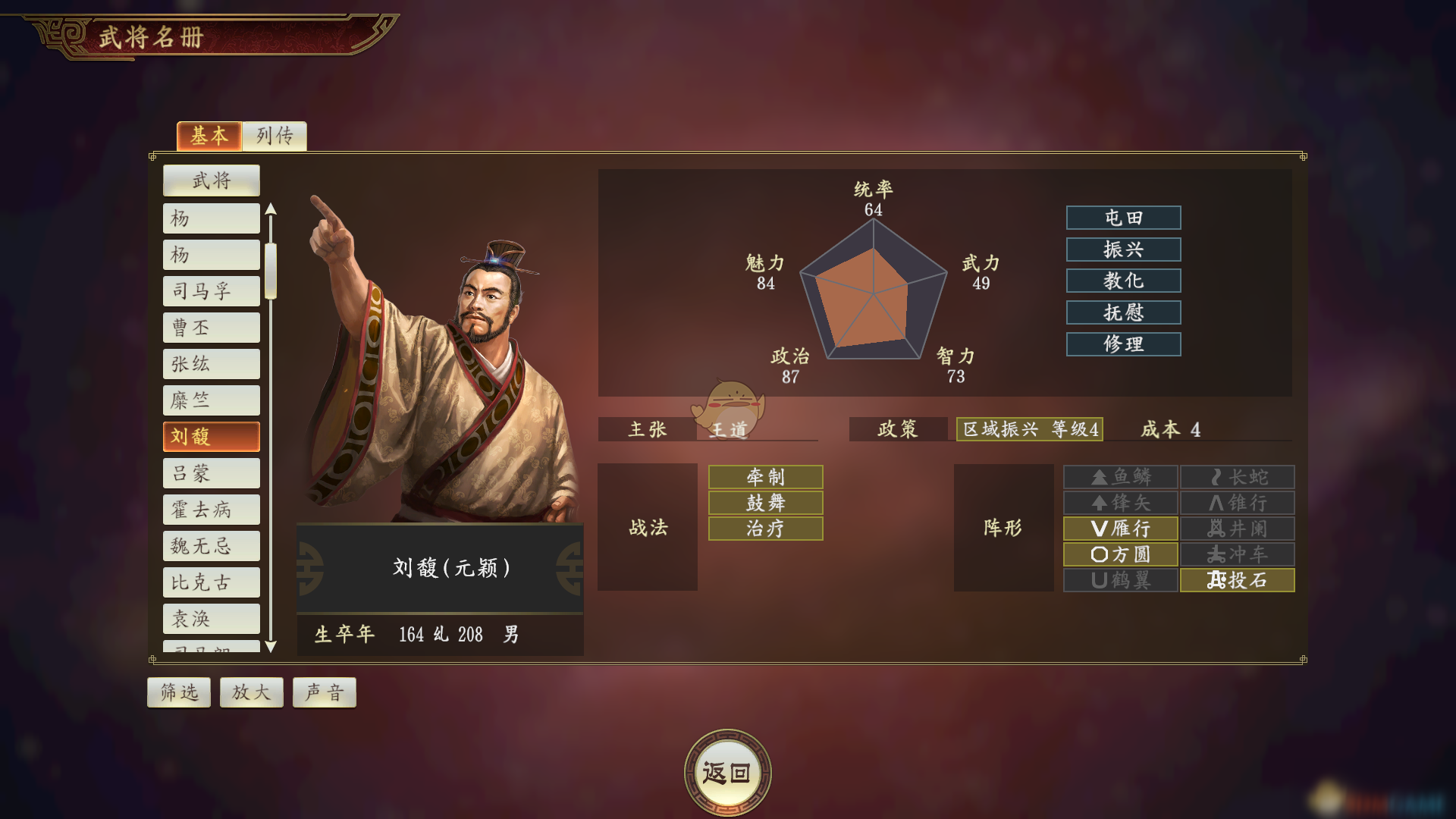 《三国志14》刘馥武将怎么样 刘馥武将评价