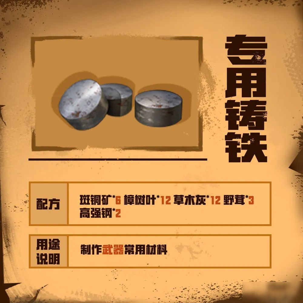 明日之后专用铸铁怎么获得 专用铸铁获得方式分享
