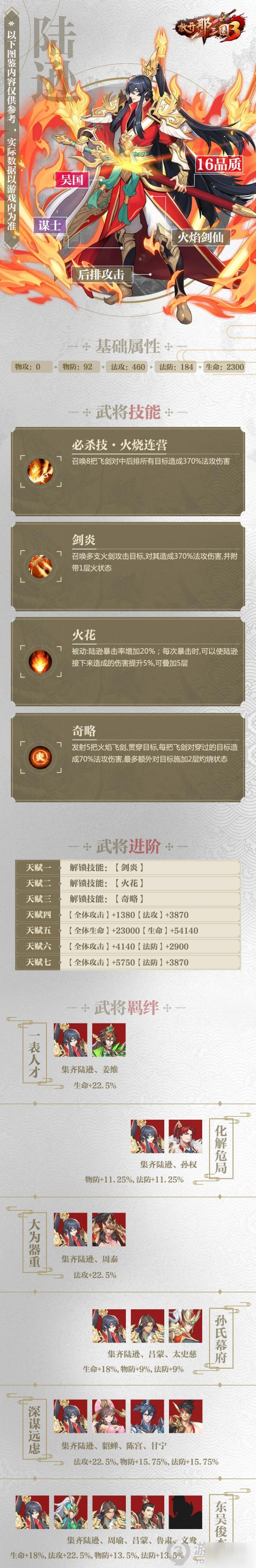 《放开那三国3》陆逊图鉴 陆逊属性技能搭配攻略