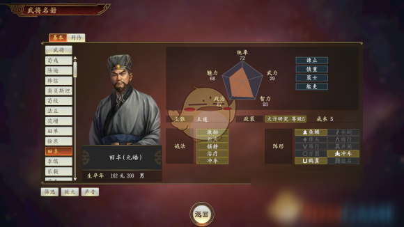 《三国志14》田丰武将怎么样 田丰武将点评