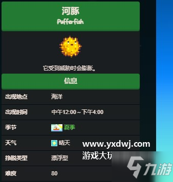 《星露谷物语》河豚获得位置分享 河豚几时钓