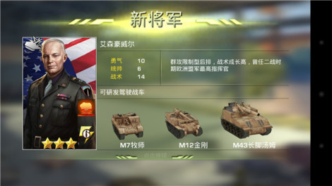 《坦克传奇》火炮系将领介绍