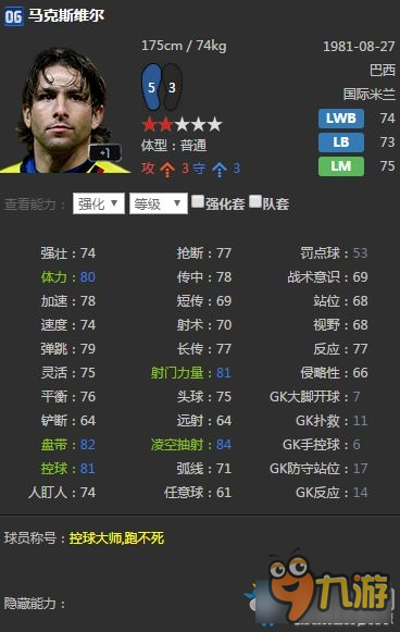 《FIFA Online3》国米套球员推荐及球员属性分析