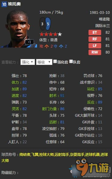 《FIFA Online3》国米套球员推荐及球员属性分析