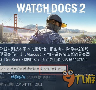 《看门狗2》Steam销量仅10万套！比前作差的太远了