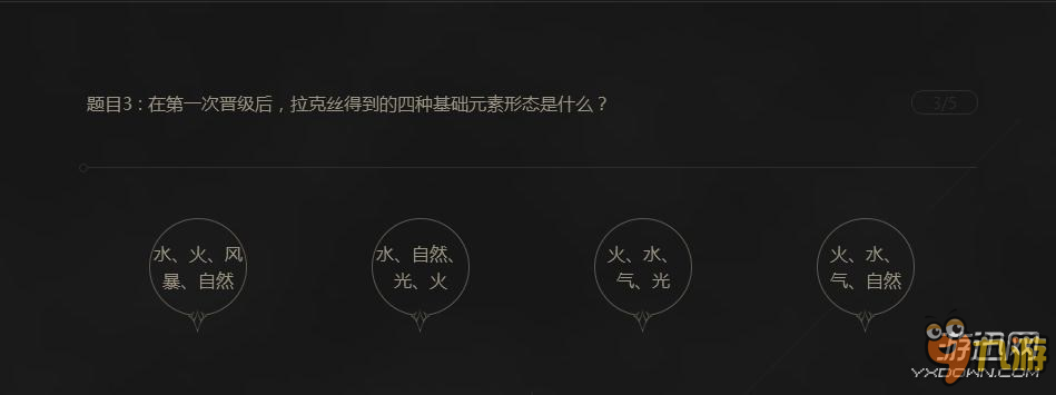 LOL英雄聯(lián)盟拉克絲尋找元素啟迪問題答案