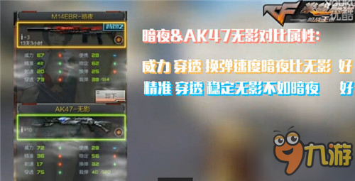 CF手游步枪M14EBR暗夜和AK47无影哪个厉害