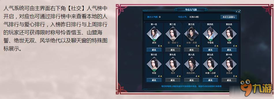 天涯明月刀鮮花人氣系統(tǒng)介紹 天涯明月刀鮮花人氣系統(tǒng)上線
