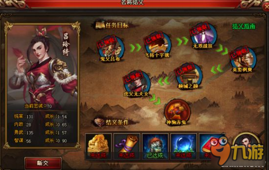 《热血三国3》吕玲绮名将结义任务一览