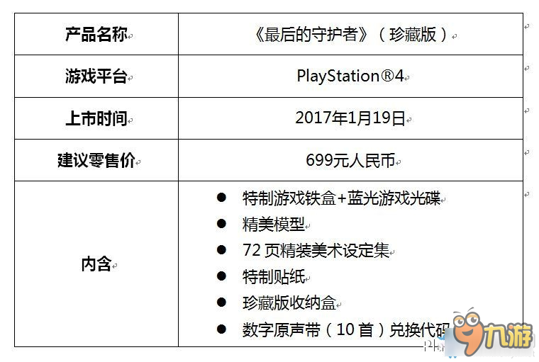 《最后的守护者》国行珍藏版内容一览