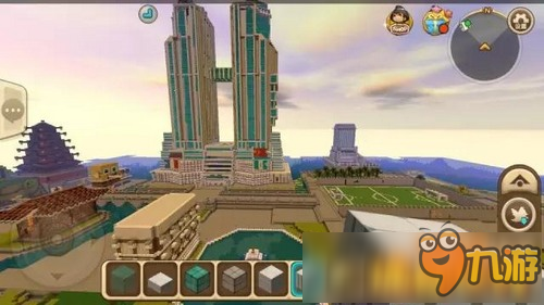 迷你世界玩家作品欣赏：双子星摩天楼