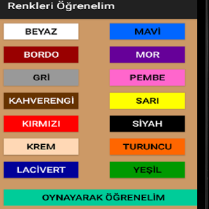 çocuk oyunları Türkçe Renkler