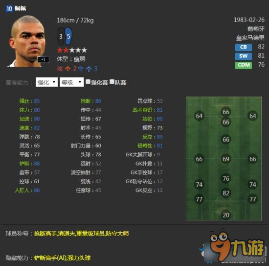 《FIFA Online3》實用中后衛(wèi)推薦