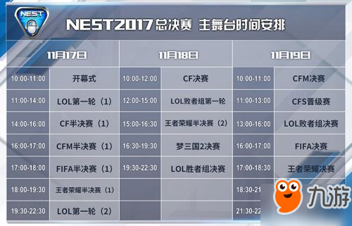 NEST全國(guó)電子競(jìng)技大賽總決賽賽程公布 lol淘汰賽11月17日開(kāi)啟