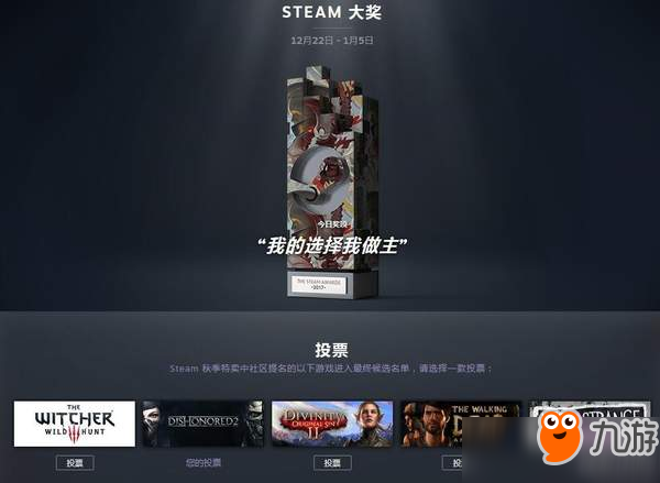 Steam大獎(jiǎng)投票開啟 《巫師3》能否力壓群雄拿下第一？