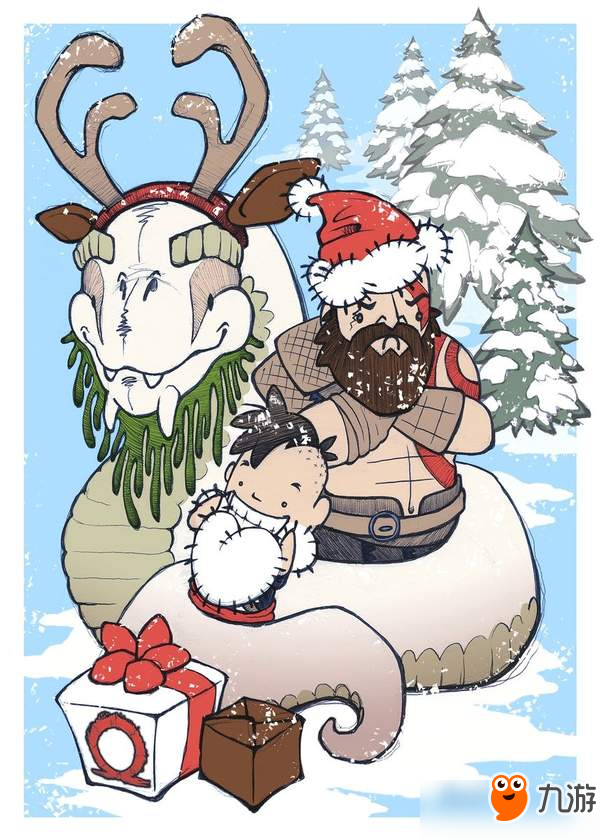 各大厂商发圣诞贺图：圣诞老爹奎爷、乔尔艾莉漫步雪地