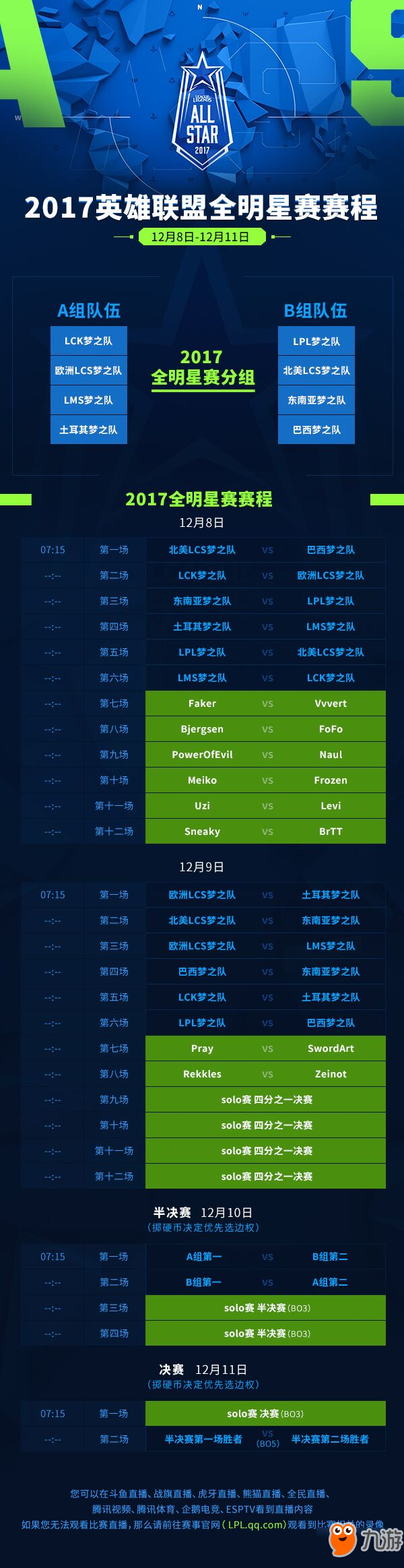 LOL2017全明星赛程分组安排表 全明星赛视频直播网址