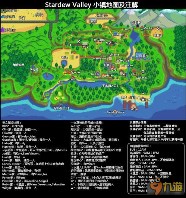 星露谷物语小镇地图及详细中文注解分享