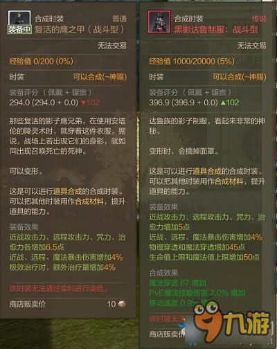 《上古世纪》时装评测：复活的鹰之甲VS黑影达鲁制服