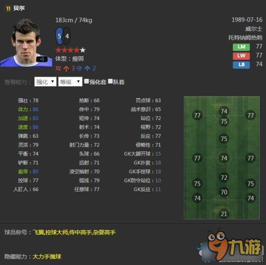 《Fifa online3》贝尔球员评测