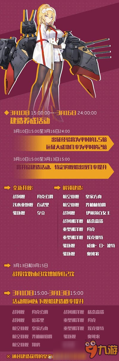 《战舰少女R》圣建3月10日开启 多艘活动船只解锁建造