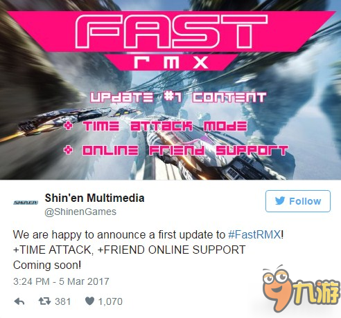 《Fast RMX》即將迎來更新 加入攻擊模式和在線好友支持