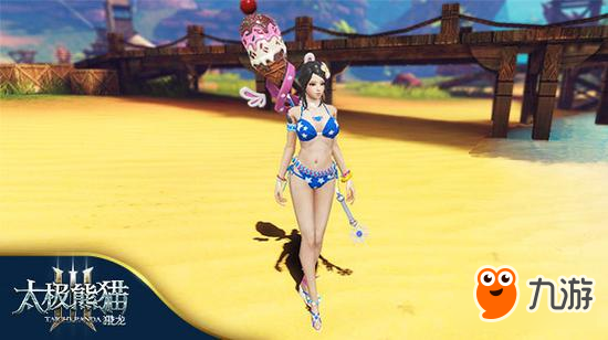 手游《太极熊猫3：猎龙》沙漠泳装实拍