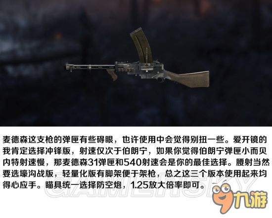 《戰(zhàn)地1》支援兵武器分析與使用技巧