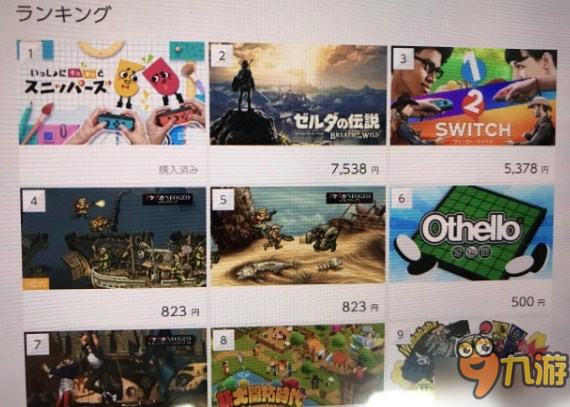 Switch eShop近期最畅销游戏排行 《荒野之息》并非第一