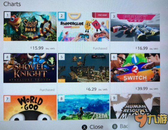 Switch eShop近期最畅销游戏排行 《荒野之息》并非第一