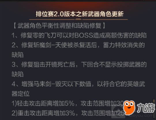 穿越火線：槍?xiě)?zhàn)王者-排位賽2.0有那些武器調(diào)整 修復(fù)了那些缺陷