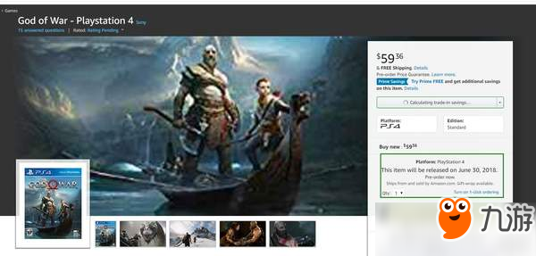 亚马逊曝光PS4《战神4》发售日 占位的可能性比较大