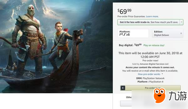 《战神》新作数字豪华版上架亚马逊预订 售价467元
